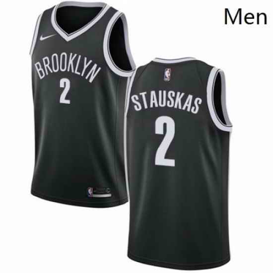 Mens Nike Brooklyn Nets 2 Nik Stauskas Swingman Black Road NBA Jersey Icon Edition